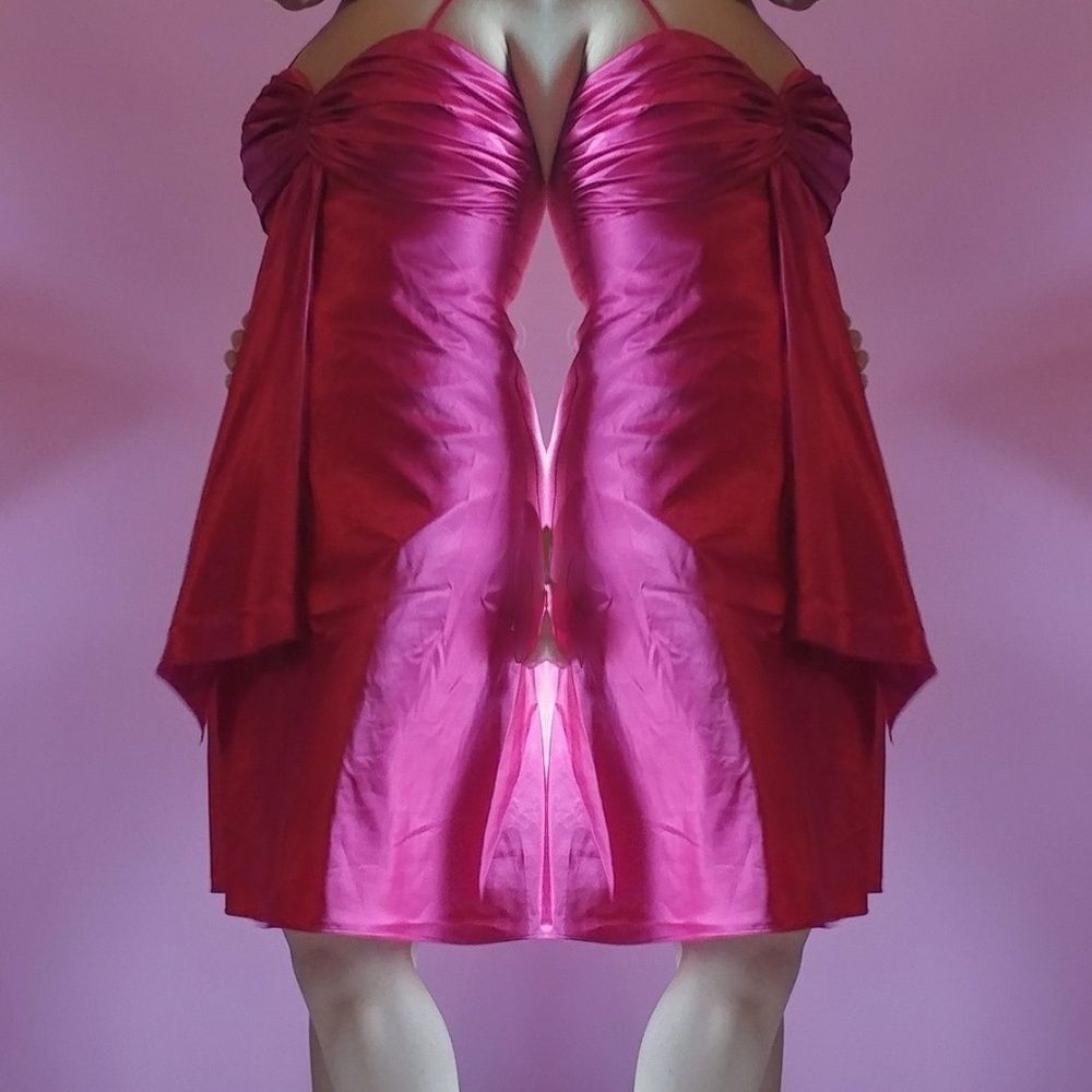 Anny Lee Fuchsia Pink Satin Dress Small Y2K